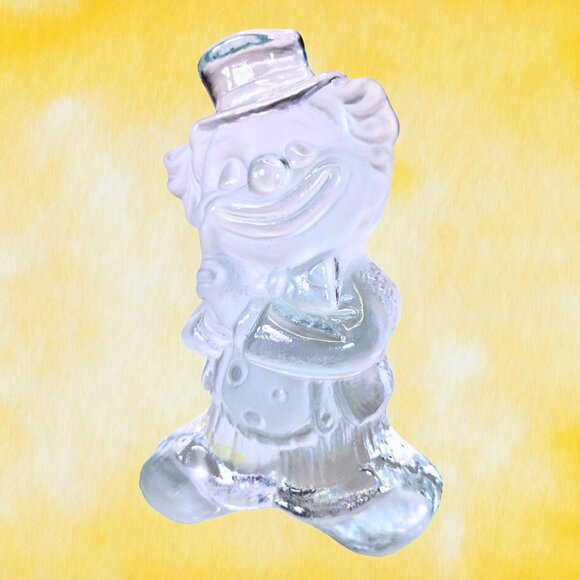 Vintage Clear Viking Glass Smiling Clown Figural Bookend Paperweight - Picture 4 of 5